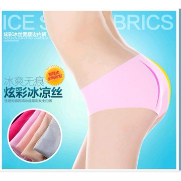 網紗腰邊冰絲中腰無痕超薄三角女生內褲(顏色隨機出貨)