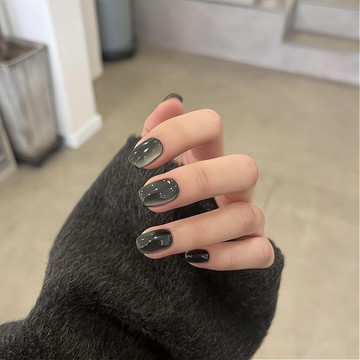🎀新店開業🎀黑色純手工辣妹短款黑曜石玻璃珠新款貓眼美甲穿戴顯白高級簡約