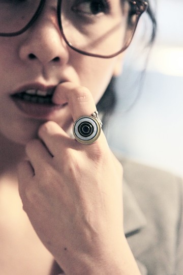 蝸牛純銀琺瑯戒指(渦紋藍系)