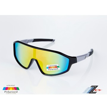 Z-POLS 頂級兒童專用TR90材質 帥黑大框搭POLARIZED 電鍍七彩REVO偏光抗UV400運動太陽眼鏡(舒適超彈性)