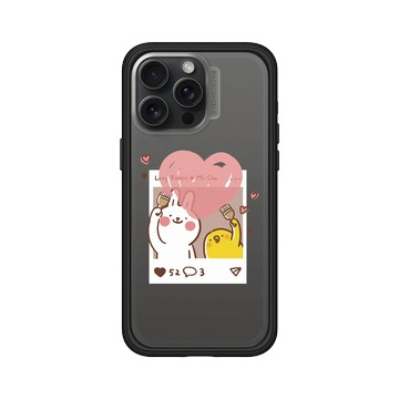 iPhone 15 Pro Max Mod NX 黑 - 懶散兔與啾先生 Lazy Rabbit and Mr.Chu - Send heart