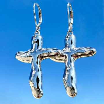 Richie十字耳環 – 純銀