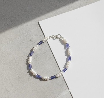 Ops Tanzanite silver bracelet-丹泉石/銀/淡藍紫/珍珠/氣質