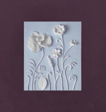 面板石膏 3d 花卉牆壁藝術 雕塑柔和的天藍色淺浮雕