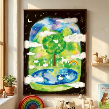 藝術版畫｜幽默之星｜Promised land - 30x40cm-黑胡桃色鋁框