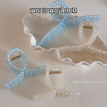 两件9.9折🔥臺灣出貨🔥可開發票✅虛線滴膠藍白氣質抓夾網紅可愛發抓鯊魚夾子簡約百搭抓夾髮卡頭飾