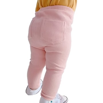 愛北鼻 兒童豎條百搭PP褲  95%棉質  120碼  粉色