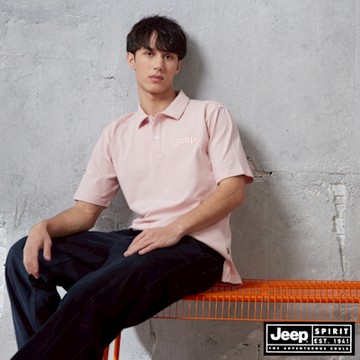 JEEP 男裝 復古LOGO刺繡短袖POLO衫-粉色