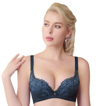 SWEAR 思薇爾 撩波 香雪蘭系列 A-H罩 涼感 蕾絲 集中 包覆 女內衣 (幽影藍)