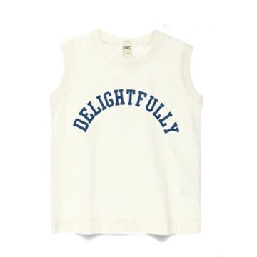 日本 BRANSHES - 100% 帥氣印花背心上衣-英文logo-白