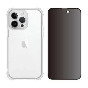 RedMoon APPLE iPhone15 Pro 6.1吋 手機殼貼2件組 鏡頭全包式軍規殼-9H防窺保貼