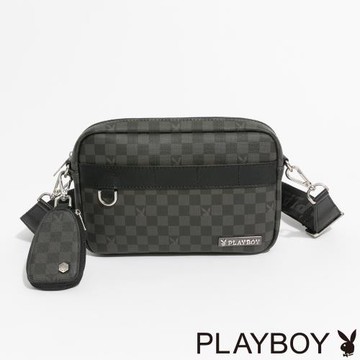 PLAYBOY - 拉鍊斜背包  Honour系列 - 黑色