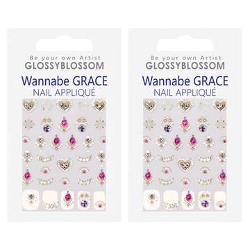 GLOSSYBLOSSOM Wannanbe Grace系列 美甲裝飾貼 窈窕淑女款 甜美寶石貼片  2組