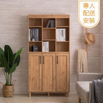 【TZUMii】專人配送組裝-丹尼三門多功能書櫃 收納櫃 置物櫃 展示櫃 免組裝 專人安裝