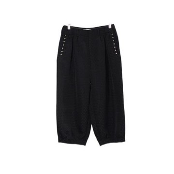 NOIR Kei Ninomiya 13AD黑色醋酸綢暗肌理廓形七分休閑褲 XS碼