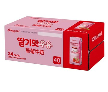 【現貨】Binggrae 草莓牛奶(保久調味乳) 200ML X 24入