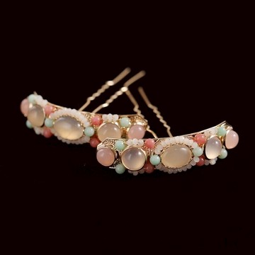 髮簪髮釵手工純銅小發冠發釵頭飾頂簪發飾復古高保色古風漢服仿文物【淘夢屋】