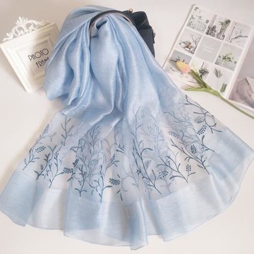 蘇繡真絲絲巾女春秋百搭桑蠶絲刺繡紗巾薄款婚禮媽媽旗袍披肩外搭