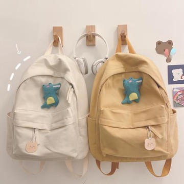 梨子無印系列可愛帆布書包女初中生韓版原宿中學生背包雙肩包