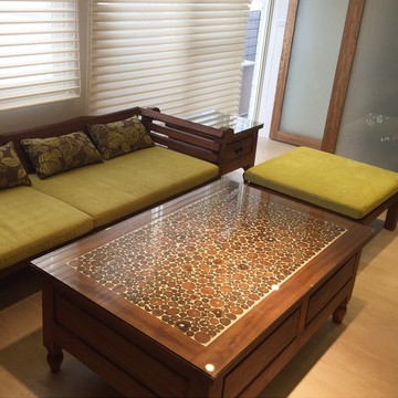 【吉迪市100%全柚木家具】RPCO010 柚木造型雙抽茶几 客廳組 咖啡