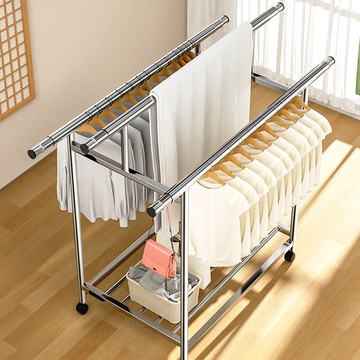 免運/快速出貨 不銹鋼晾衣架落地立式家用掛衣架涼衣桿陽臺多功能折疊曬衣服室外