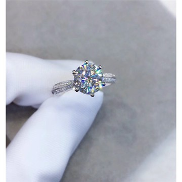 隔日到貨 閨蜜 2克拉 莫桑鑽 D VVS1 3EX 六爪 雙排 八心八箭 戒指 可調戒圍 A279