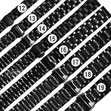 Watchband / 12.13.14.15.16.17 18.19 mm / 各品牌通用 蝴蝶雙壓扣 不鏽鋼錶帶 鍍黑 ＃809-41-BK