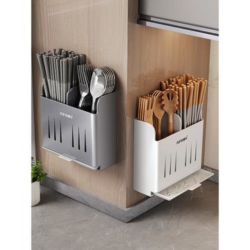 筷子收納盒筷子筒壁掛式廚房家用勺子筷籠瀝水免打孔筷子簍置物架