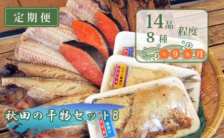 《定期便》9ヶ月連続 干物セット 13品程度(7種類程度）「秋田のうまいものセットB」