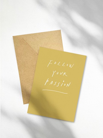 手寫字Follow your passion簡約卡片