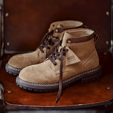 馬登2023秋季新款美式工裝靴男復古中幫真皮馬丁靴戶外沙漠靴短靴