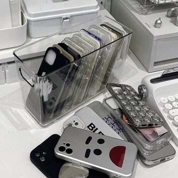 台灣現貨👑手機殼收納盒 ins風手機收納盒 透明手機殼收納盒 長方形整理盒 桌面整理盒 手賬收納盒 教室手機收納