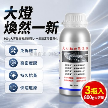 台灣出貨✨ 汽車大燈翻新修復液 車燈劃痕去除劑 燈罩發黃清洗劑 速亮鍍膜抛光劑 大燈還原保養組 800g大容量套裝