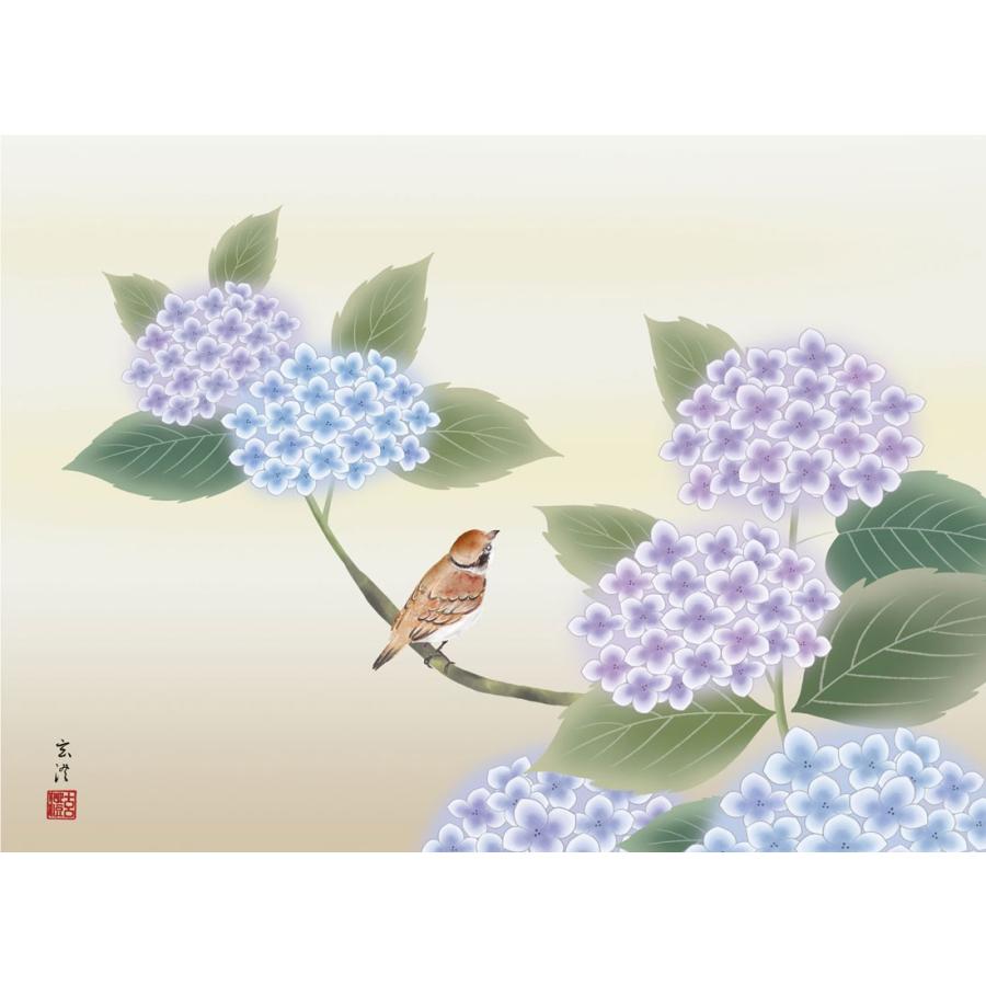 清水 額絵 日本画 花鳥画 夏飾り 紫陽花 F4 清水玄澄 G4-BK074-F4