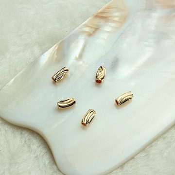 Tl- (50pcs)14k包金保色長條西瓜珠 diy手工飾品配件 項鍊手鍊串珠隔珠材料