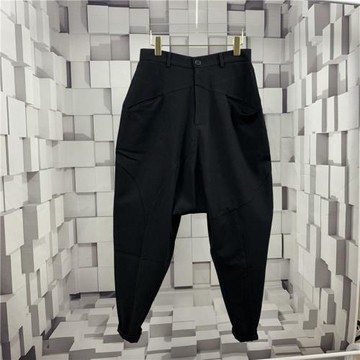 春秋款男士韓版潮流百搭九分褲潮牌寬松束腳褲發型師彈力黑吊襠褲