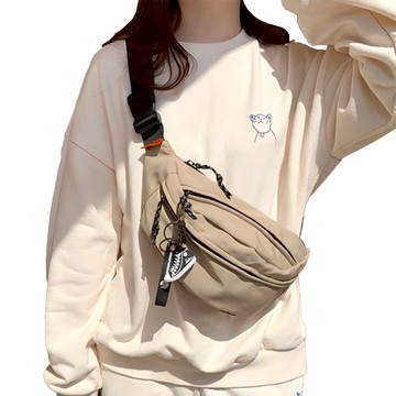 Nang Man Lounge 率性風中性款斜背腰包  卡其色  33 x 15 x 8cm