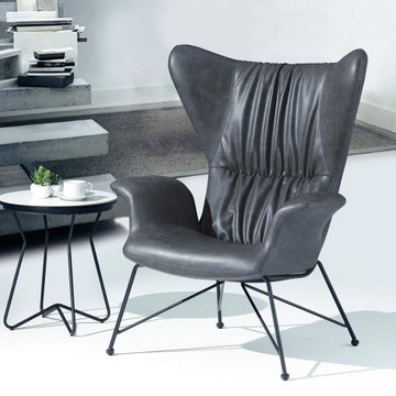 AS雅司-鹿島龍一深灰皮休閒椅-82×76×100cm