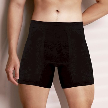 無縫抗菌3D立體薄款平口男內褲-加長型 - L / 黑