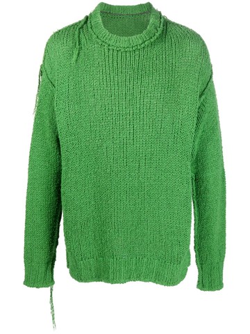 sacai - long-sleeve knit jumper - men - Cotton - 2 - Green