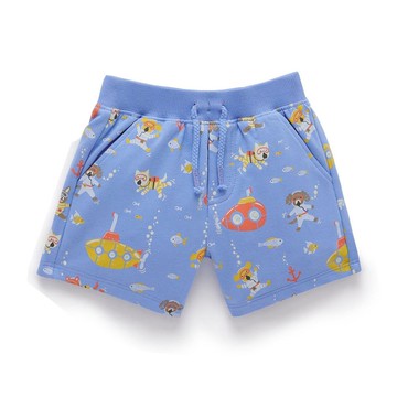 澳洲Purebaby有機棉男童裝短褲12M-4T 藍色潛水艇