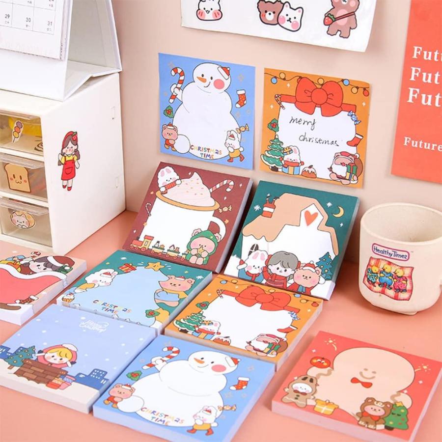 Pcs Cartoon Christmas Sticky Notes Student Message Memo Pads Stocking Stu