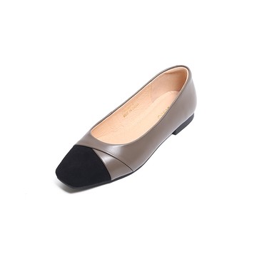 KOKKO氣質小香風拼接感隨妳彎包鞋駝綠色