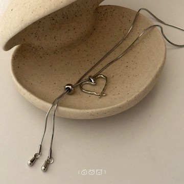 現貨｜線條愛心不鏽鋼抽拉項鍊 長鏈 不怕水不掉色 B063 毛衣鏈 洗澡可戴 (Puppeee)