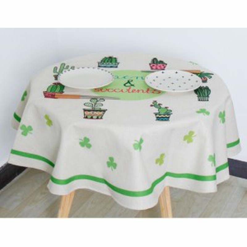 テーブルクロス かわいいサボテン クローバーとライン ナチュラル風 円形 通販 Lineポイント最大1 0 Get Lineショッピング