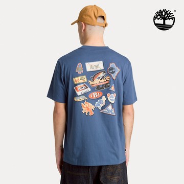 男款藍色背面圖案T恤|A5SSFEYO