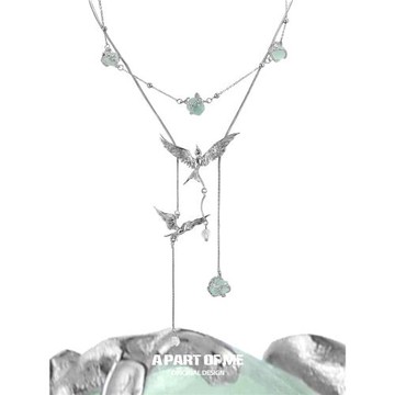 飛鳥集 原創小眾抽拉項鏈可調雙層疊帶高級鎖骨鏈新中式春夏新款