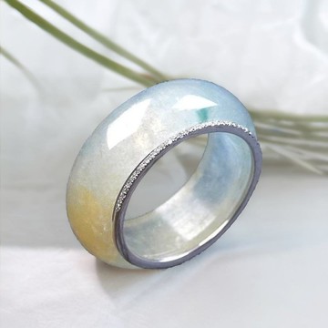 冰三彩戒指戒圈18K金鑽石| 國際12圍 | 天然緬甸翡翠A貨 | 送禮