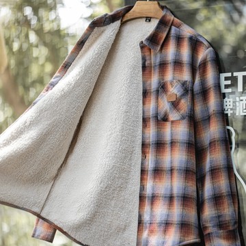 馬登工裝 美式復古格子刷毛襯衫外套搖粒絨保暖疊穿格紋襯衫男秋冬