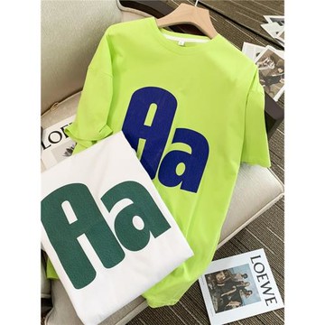 小眾別致百搭上衣女孩ins夏季潮牌字母涂鴉印花純棉短袖t恤情侶裝